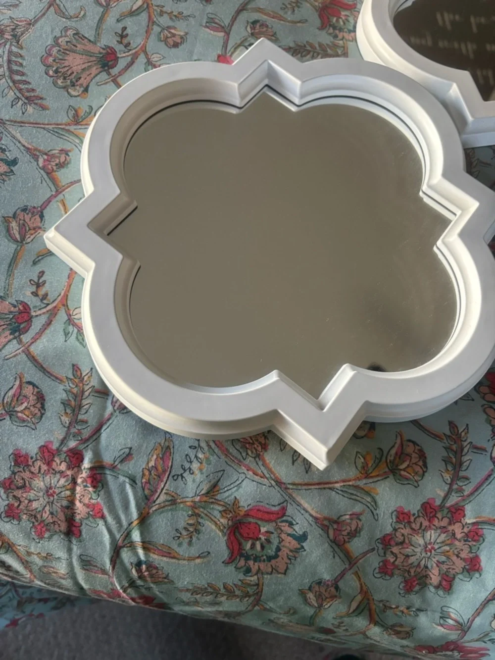 White Quatrefoil Wall Mirror Pair - Stylish Home Wall Decor